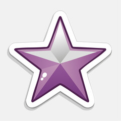 Obraz premium Purple Star Icon with White Outline