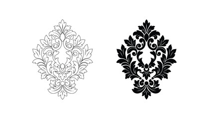 Decorative damask floral ornament vector set for luxury vintage design and textile patterns © Digital