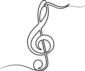Fototapeta premium Treble Clef Continuous Line Art Music Symbol Vector Illustration