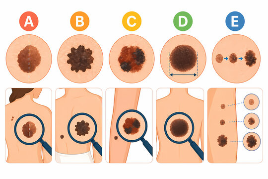 Skin melanoma ABCDE self examination mole assessment