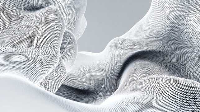 Abstract Fabric in Motion: A captivating study of form and texture, where ethereal fabric undulates and flows in a dance of light and shadow, evoking a sense of calm and visual interest.