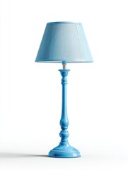 Obraz premium Light Blue Desk Lamp With Patterned Shade On White Background