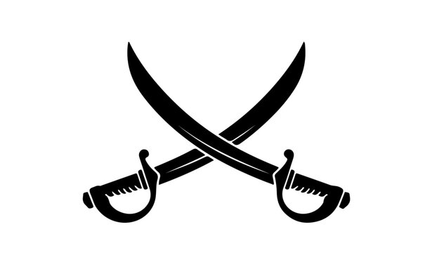 Crossed Pirate Sabers Vector Illustration of Scimitar Swords Isolated on White Background