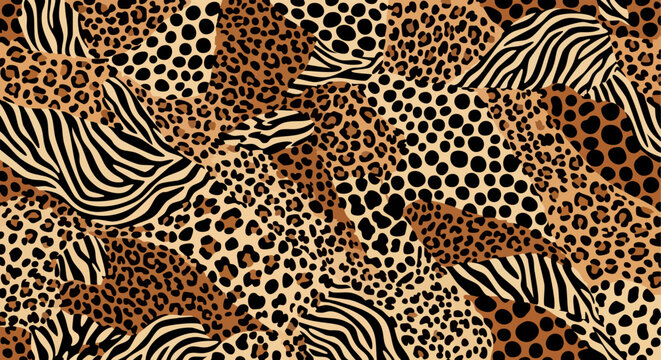 Animal print pattern with leopard zebra and cheetah spots