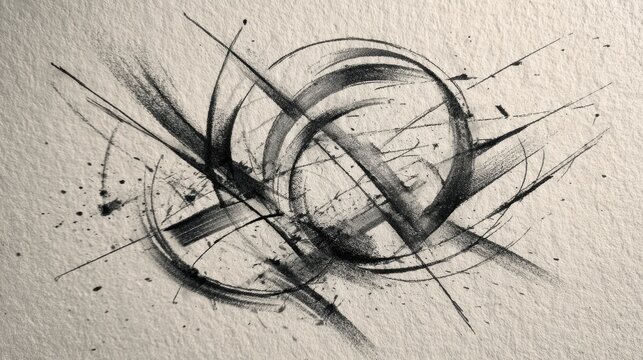 Abstract Ink Strokes: An artistic composition of dynamic ink strokes, showcasing a balance of free-flowing lines and meticulous detailing, resulting in a mesmerizing visual experience.