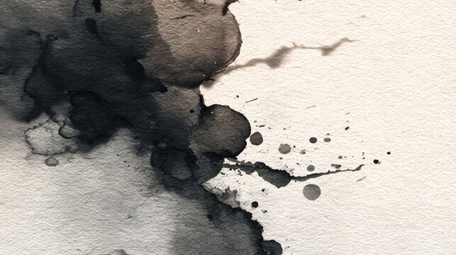 Ink Blot Abstract Art: A close-up view reveals an expressive abstract ink blot art piece, capturing the dynamic dance of water and ink on paper, resulting in unique textures and gradients.