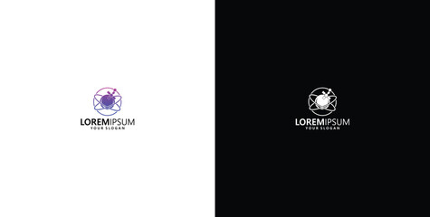 logo design template logo design planet vector satellite cosmos logo icon web application science © micky_adb