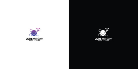 logo design template logo design planet vector satellite cosmos logo icon web application science © micky_adb
