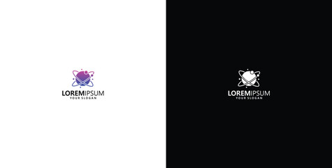 logo design template logo design planet vector satellite cosmos logo icon web application science © micky_adb