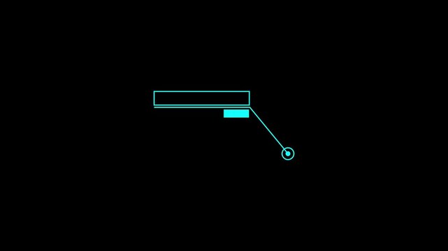 Cyan callout box with line and circle on black. Cyan callout box for speech bubble. Professional cyan callout box for high tech annotation and digital text box interface visuals art.