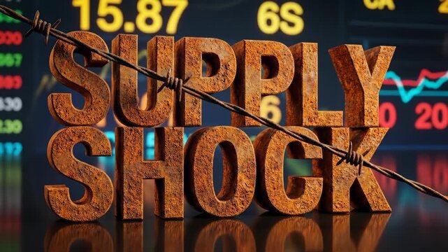 Supply shock barbed wire inflation price market financial crisis chain chart volatility risk warning rust metal Inflation crisis global economic recession, risk bankruptcy, struggle, poverty