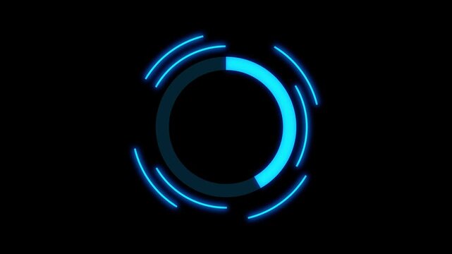 Blue futuristic loading ring with partial fill. Loading ring for technology progress. Professional loading ring for system initialization and digital software processing status art.
