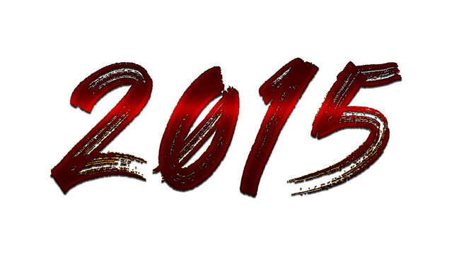3D blood red number design of 2015 on white background.