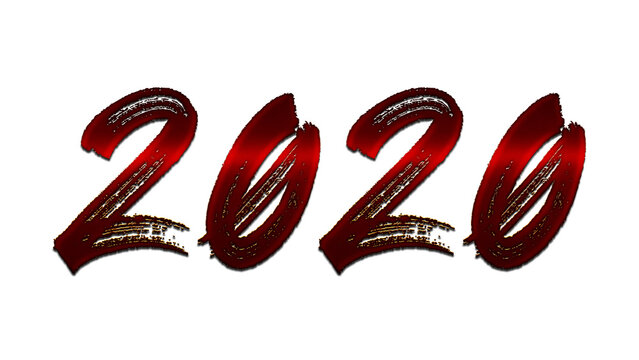 3D blood red number design of 2020 on white background.