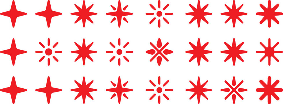 Red asterisk symbols various sizes and shapes