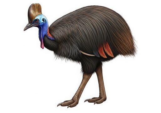 Extinct moa bird standing on grassy plain