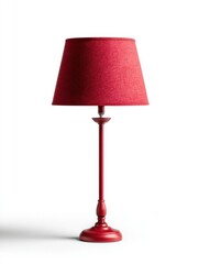 Obraz premium Sparkling Red Table Lamp With Glittery Lampshade Isolated On White Background Studio Shot