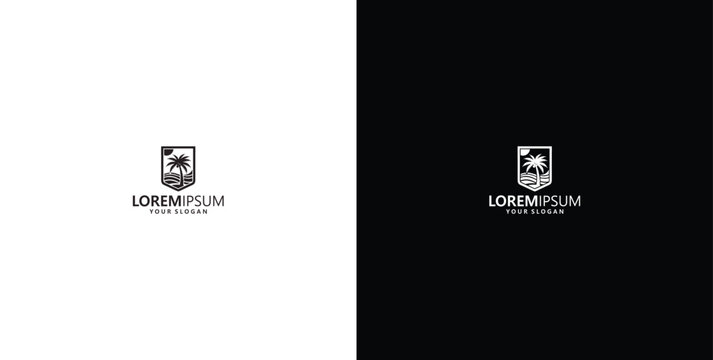 logo design template vector logo design logo design template with palm tree, abstract badges and emblems