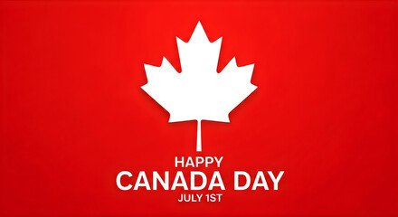Obraz premium Happy canada day with maple leaf on red background