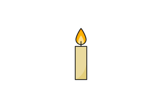 burning candle icon and flat design