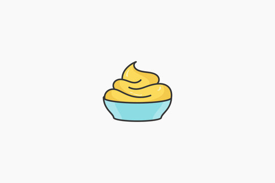 mayonnaise in a bowl colored icon