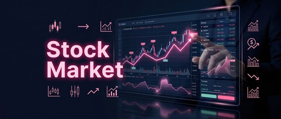 Digital stock market analysis with upward trending graph on tablet screen