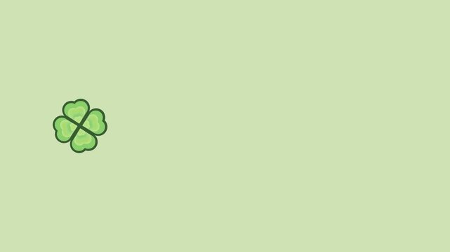 4k footage animation of Shamrock or green clover leaves pattern loading in loop animates illustration isolated on green background. St Patricks Day shamrock symbols decorative elements pattern.