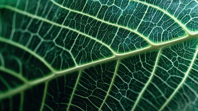 Leaf Vein's Geometry: Delving into the intricate details of nature's design, this close-up unveils the delicate veins of a leaf, showcasing their elegant pattern and structure.