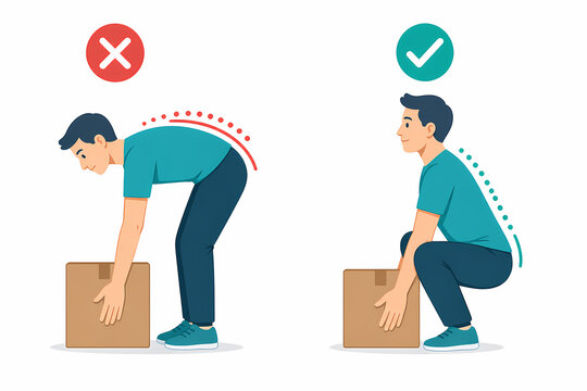 Proper lifting technique correct posture back injury prevention