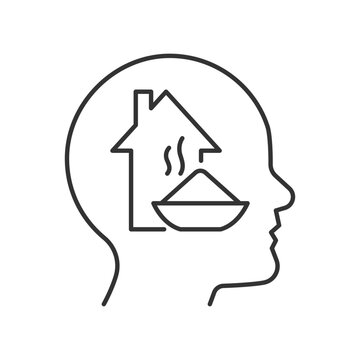 Physiological motivation linear icon. Satisfy basic human needs. Hunger, tiredness. Thin line customizable illustration. Contour symbol. Vector isolated outline drawing. Editable stroke