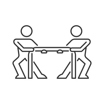 Competition linear icon. Win rivalry motivation. Struggle for superiority. Sports contest. Thin line customizable illustration. Contour symbol. Vector isolated outline drawing. Editable stroke