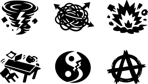 Chaos and destruction silhouette icon collection