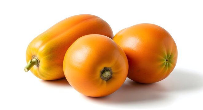 Three ripe papayas isolated on white background