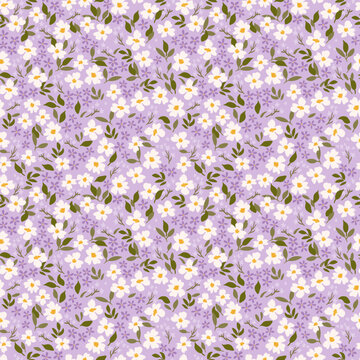Cute hand drawn ditsy seamless pattern, lovely floral background, great for textiles, banners, wallpapers, wrapping - vector design
