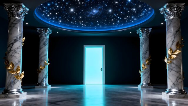 Marble columns with starry ceiling