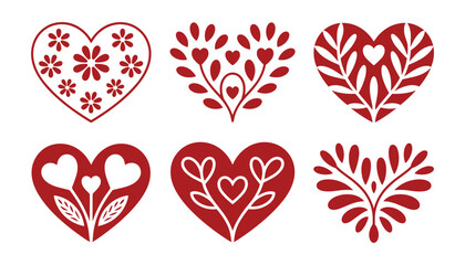 Heart Folk Art Icons Set Love Floral Decorative Vector Collection © MonoMark Icons