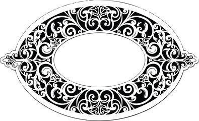 Orna gold floral vector pattern forming a decorative round lace frame for elegant wedding invitation design and antique round label border. © MOSTHANUFA