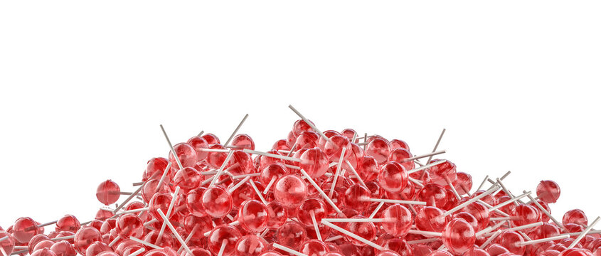 red lollipops 3d transparent background