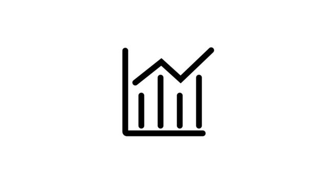 Animated business line graph with finance concept showing up and down trends. Chart icon for profit and loss, investment, and economic performance. waithe  background