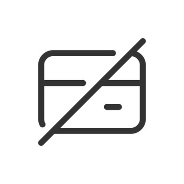 Declined payment pixel perfect linear ui icon. Incomplete financial operation. Credit card. GUI, UX design. Outline isolated user interface element for app and web. Editable stroke. Arial font used