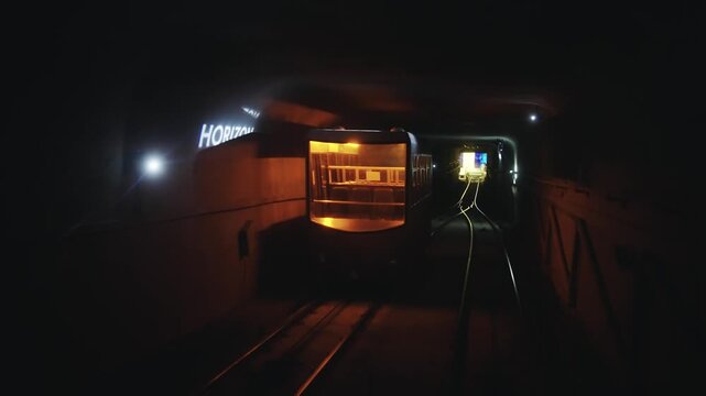 Funicular railway which takes tourists to the top of Lycabettus Hill panoramic aerial viewpoint of Athens and Acropolis in Greece