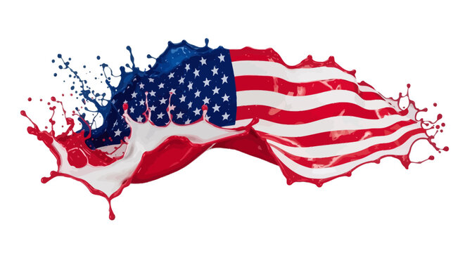 American flag made of colorful liquid paint splash