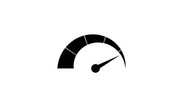 Animated Speedometer Sign Low to High Risk level Indicator icon, Cartoon animation on alpha channel waithe  background