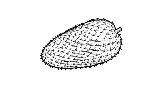 Line drawing of a soursop fruit against a white background