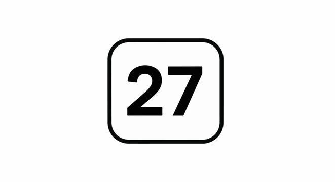A bold black number 27 inside a rounded square