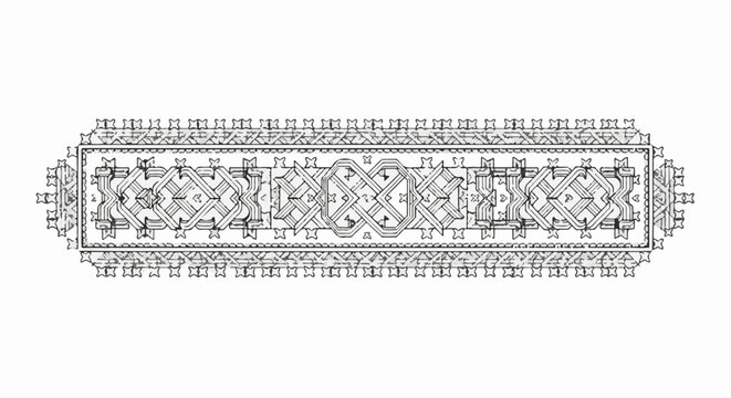 Elaborate black and white intricate geometric carpet border design