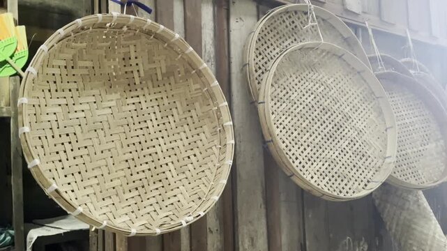 Traditional Round Bamboo Woven Winnowing Trays
