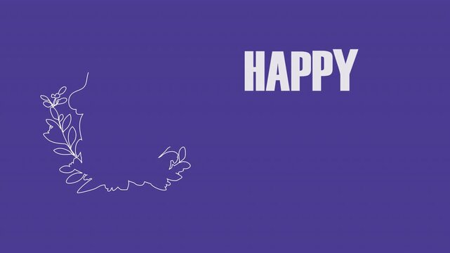 Happy Mother's Day text animation with mother and daughter outlines on blue background