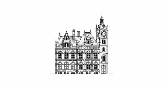 Ornate historic building with a prominent clock tower and intricate roofline