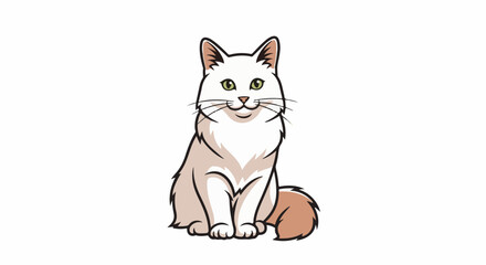 Obraz premium A cartoon cat with green eyes and a fluffy tail sits patiently